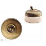 Lichtschalter antik Messing Porzellan Elektrik Keramik Kippschalter alt