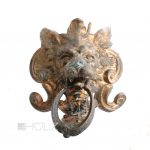 Löwe Bronze Griff feuervergoldet Möbel Beschlag antik alt 12 cm