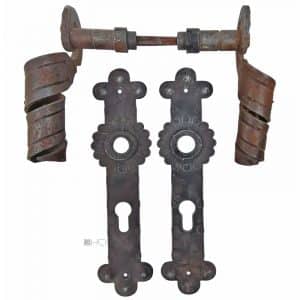 Drückergarnitur geschmiedet Eisen gedreht alt 90mm PZ