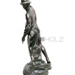 Bronzefigur Hermes Merkur Gott Götterbote mit Äskulap Stab 37 cm