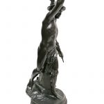 Bronzefigur Hermes Merkur Gott Götterbote mit Äskulap Stab 37 cm