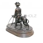Bronzefigur Junge spielt mit Hund J. Moigniez antik alt 24 cm