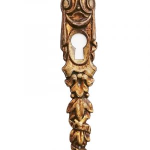 Antik Bronze Schlüsselschild feuervergoldet Tür Möbel Beschlag alt 12 cm
