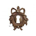 Schlüsselschild Bronze Schlüsselrosette antik Schleife klassizistisch alt 55mm