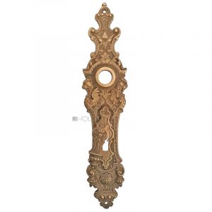 Prächtiges Langschild antik Historismus alt Türdrücker 17.5mm 78