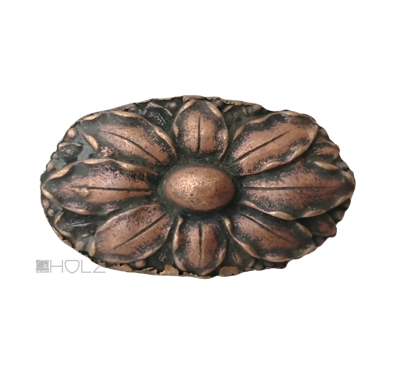 Bronzebeschlag antik Rosette Blüte Möbel Beschlag alt 67mm