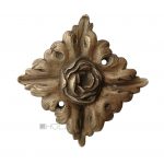 Bronze Möbelbeschlag Rose antik Blattwerk alt Möbel 60 mm