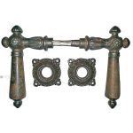 Haustür Türdrücker antik Kugel Eisen Blüte Rosetten 1060gr. 10er Vk