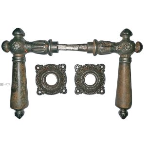 Haustür Türdrücker antik Kugel Eisen Blüte Rosetten 1060gr. 10er Vk