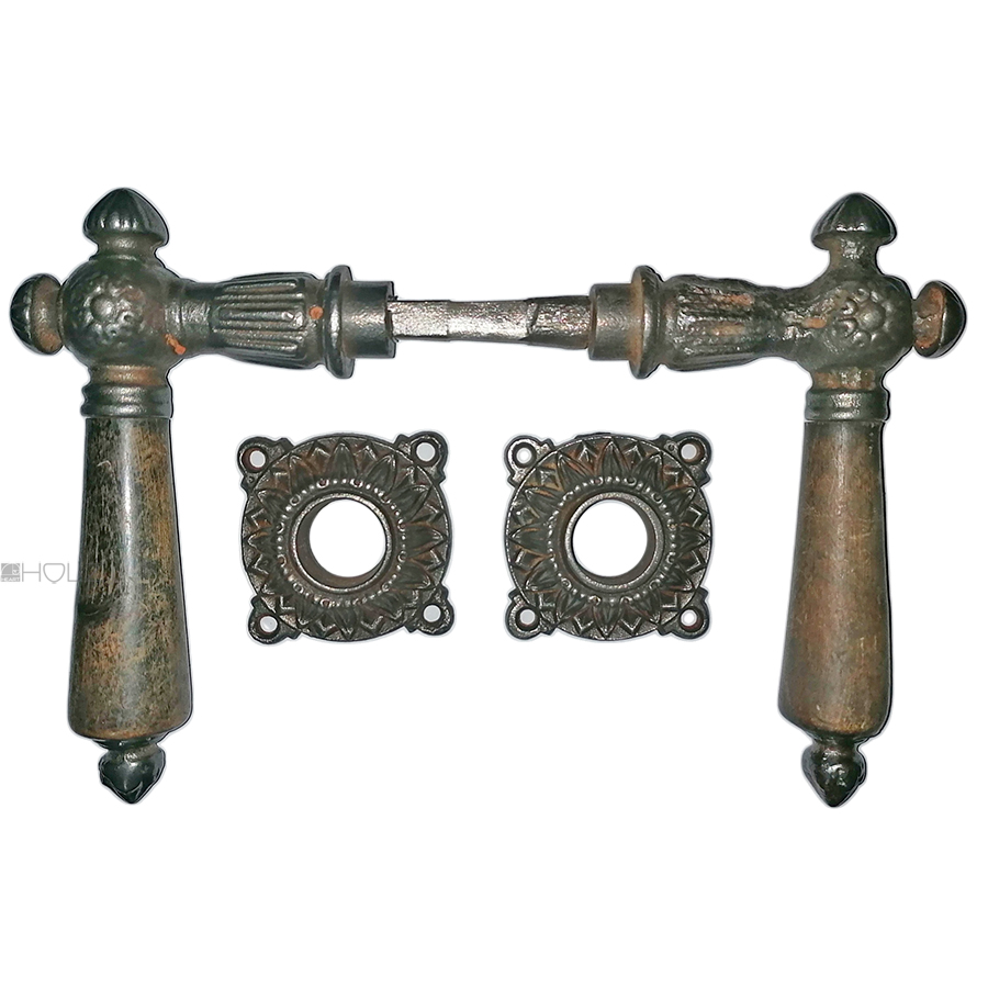 Haustür Türdrücker antik Kugel Eisen Blüte Rosetten 1060gr. 10er Vk