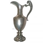 Karaffe antik Zierkanne Messing vernickelt silber 35cm