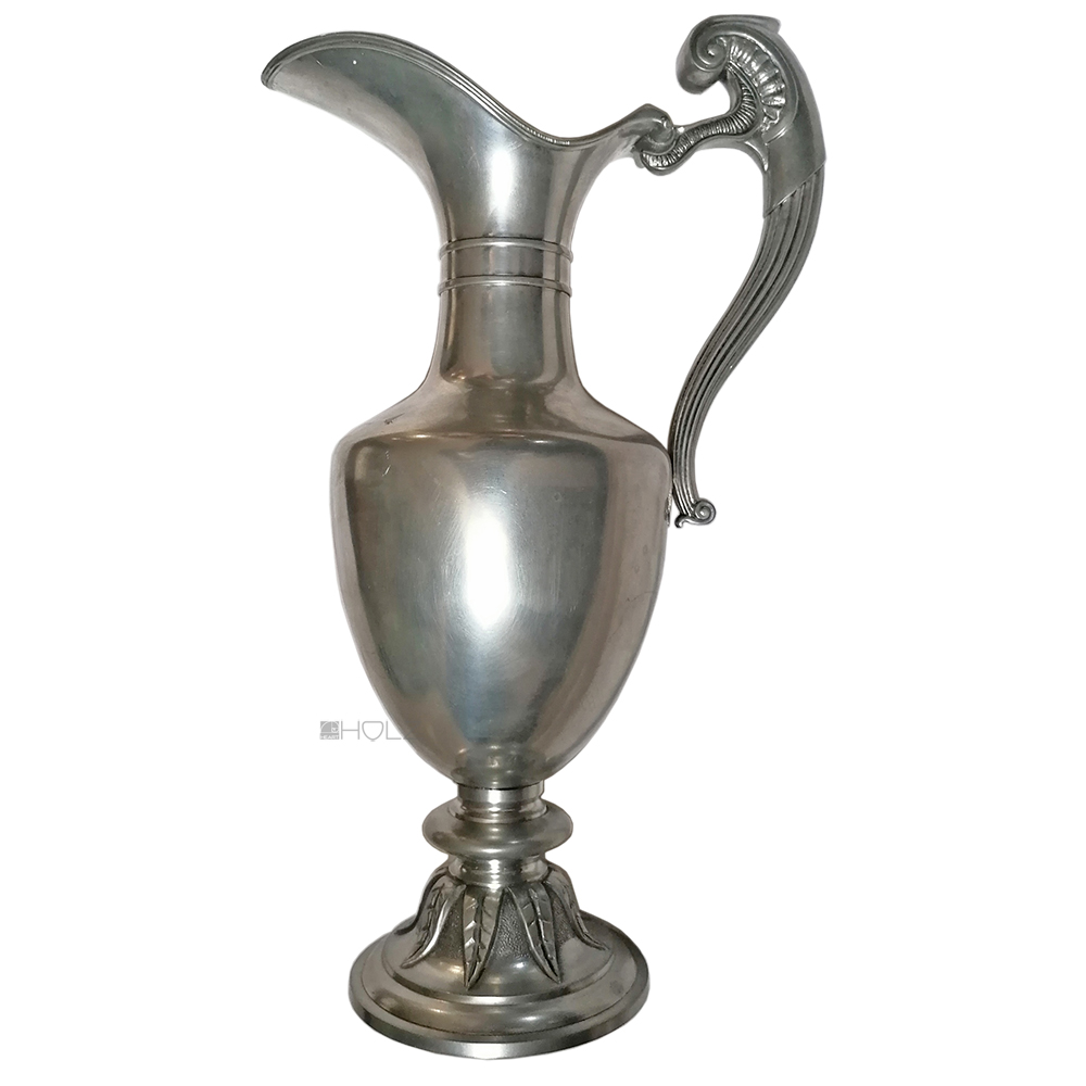 Karaffe antik Zierkanne Messing vernickelt silber 35cm