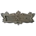 Briefklappe antik Jugendstil alt Blume Eisen Zeitungsklappe groß 25.7x11cm
