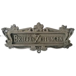 Briefklappe antik Jugendstil alt Blume Eisen Zeitungsklappe groß 25.7x11cm