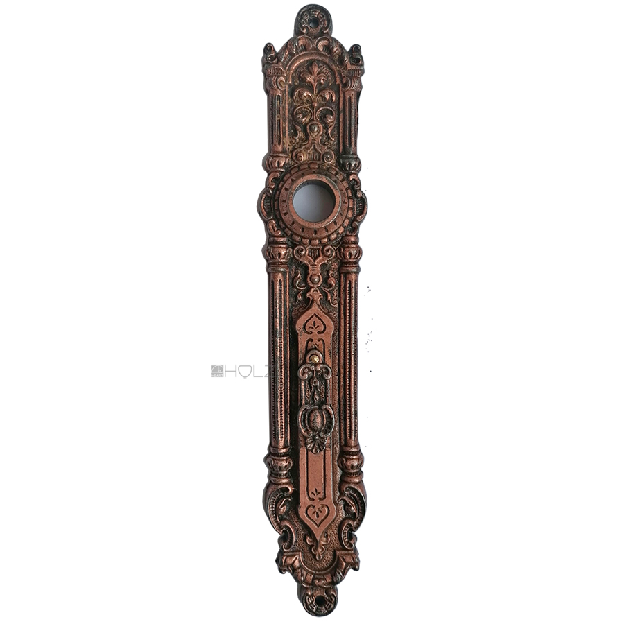 Langschild antik Eisen verkupfert Perle Lisene Gründerzeit alt 17.8mm 80