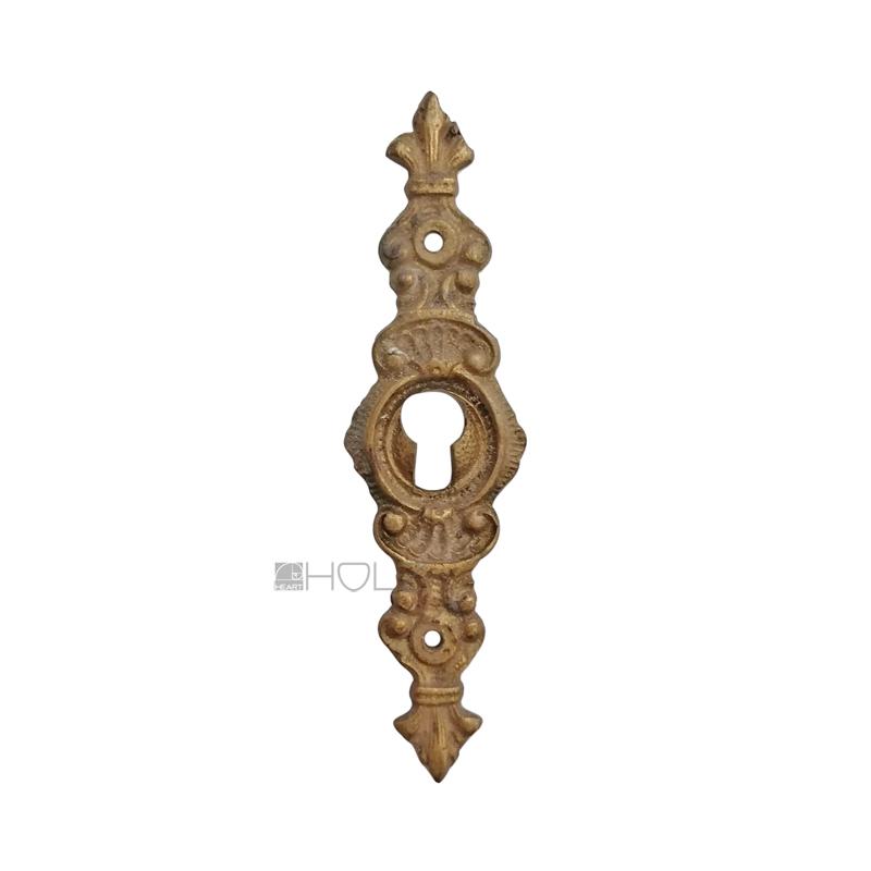Möbel Schlüsselschild antik Bronze Historismus Möbelbeschlag alt 107 mm