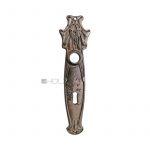 Jugendstil Langschild antik Eisen vernickelt Türdrücker Türklinke 19 mm 72 floral alt