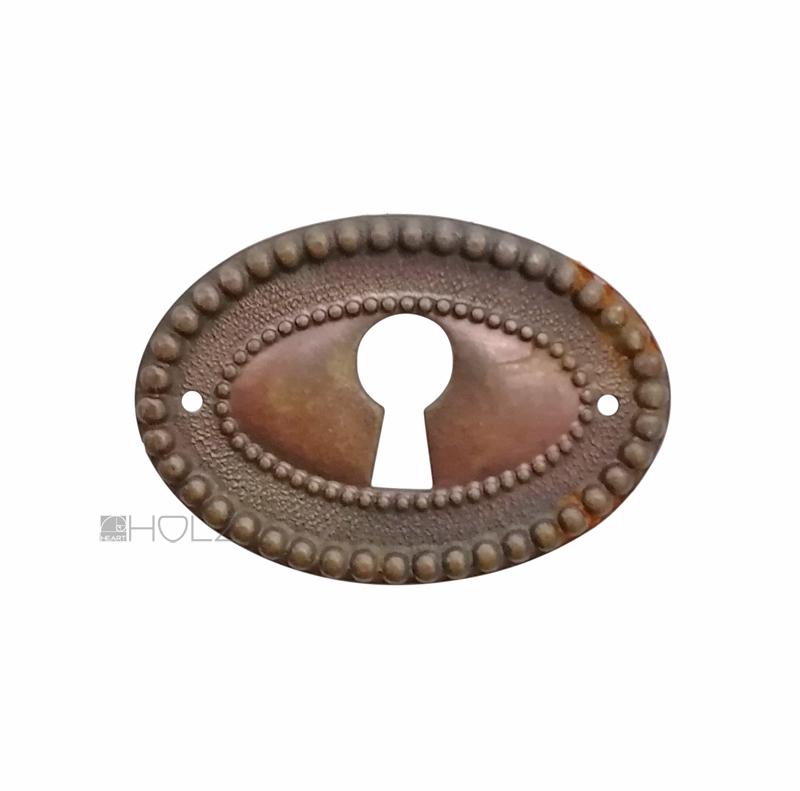 Schlüsselschild Antik Messing oval Möbel Beschlag alt 41 mm