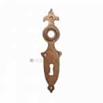 Kurzschild antik Biedermeier Messing Langschild Türdrücker Türklinke alt 60 mm