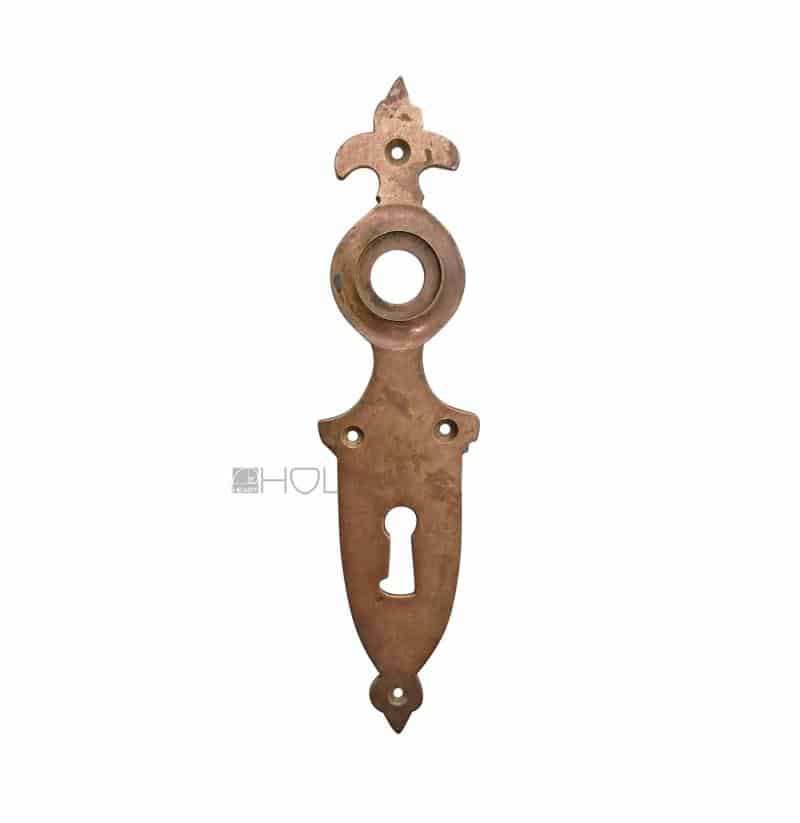Kurzschild antik Biedermeier Messing Langschild Türdrücker Türklinke alt 60 mm