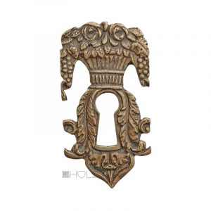 Möbel Bronze Schlüsselschild antik Blumenkorb Schlüsselrosette alt 68mm