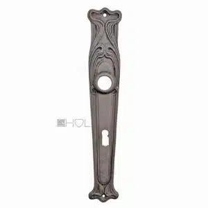 Langschild antik Jugendstil Eisen Türdrücker alt Türklinke 18.5mm 68