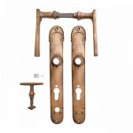 Jugendstil Drückergarnitur antik Messing alt Nachtriegel Türklinken 78 mm 10er Vk PZ