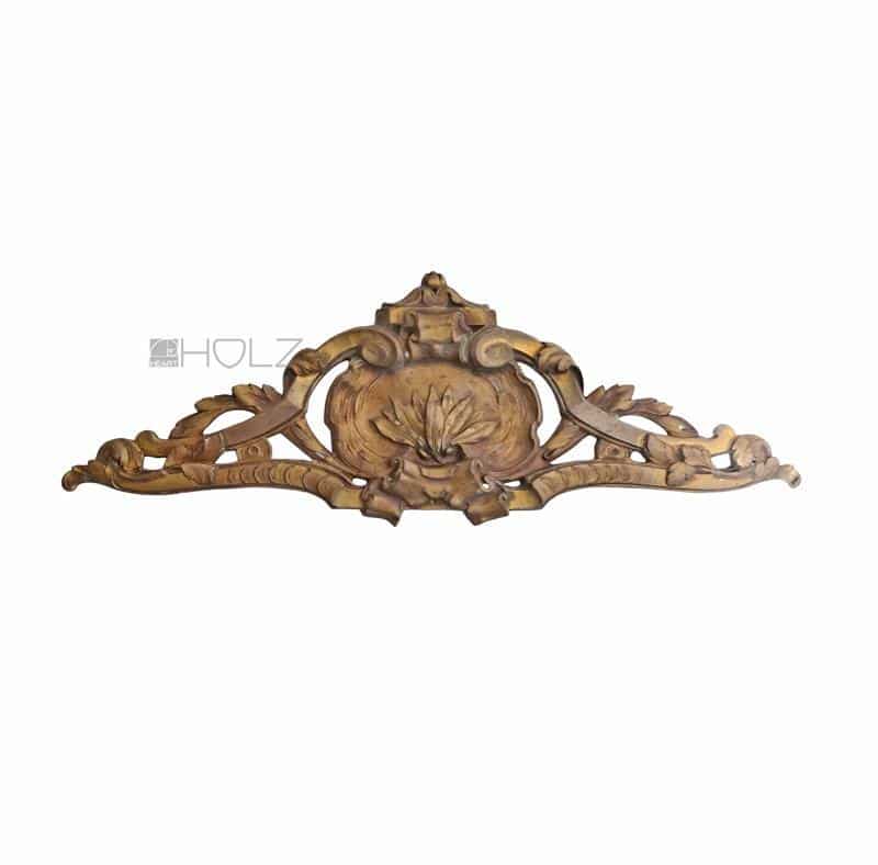 Supraporte Bronze Lorbeer Akanthus Beschlag antik feuervergoldet Schrank alt 40 cm