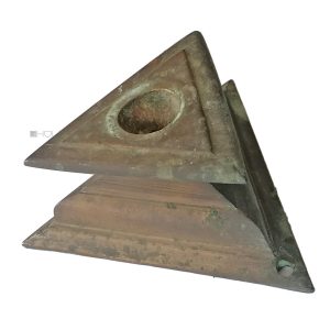 Lampenfuß Bronze antik alt Dreieck Fuß 12.3cm