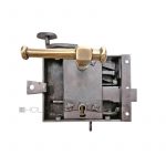 Kastenschloss antik Türschloss Knebeldrücker Stahl Messing alt 65 mm