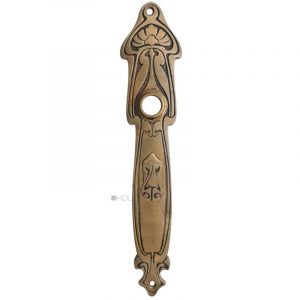 Langschild Jugendstil floral alt Lotus Türdrücker 16.5mm 64