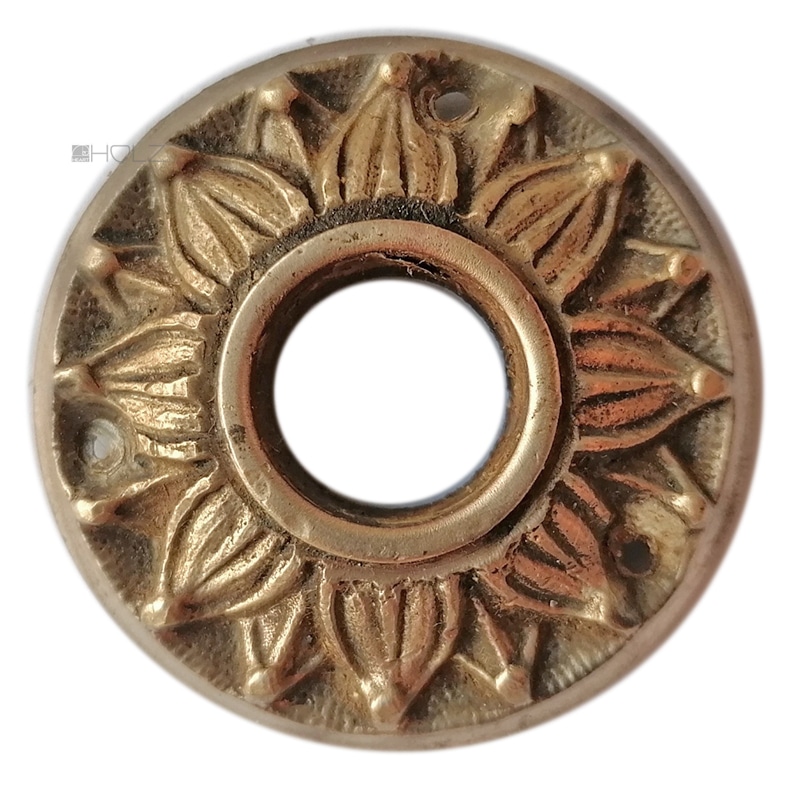 Tür Drückerrosette antik prächtig Blüte alt Messing 49mm 16.4