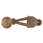 Espagnolette antik Griff Fenstergriff Zirkelriegel alt Perle Blüte 14.5cm