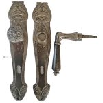 Drückergarnitur Jugendstil Wohnungseingang alt vernickelt Türknauf 83mm