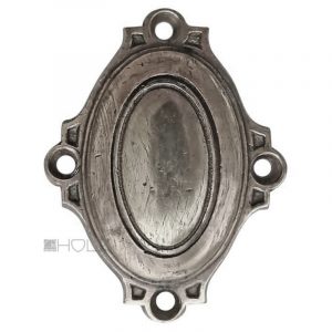 Schlüsselschild antik Gründerzeit oval Blende alt vernickelt 60mm