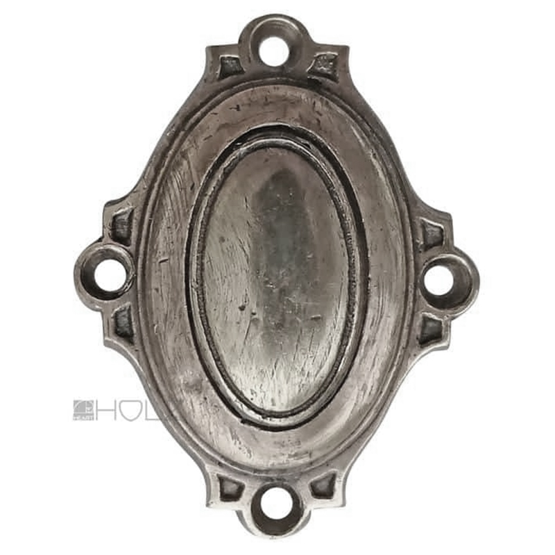 Schlüsselschild antik Gründerzeit oval Blende alt vernickelt 60mm