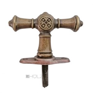 Dresdner Blume Fensterolive Fenstergriff alt Messing antik Stahl Rosette 42 mm