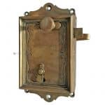 Tür Kastenschloss antik Messing Gründerzeit alt prächtig Schieberiegel 50/8/58