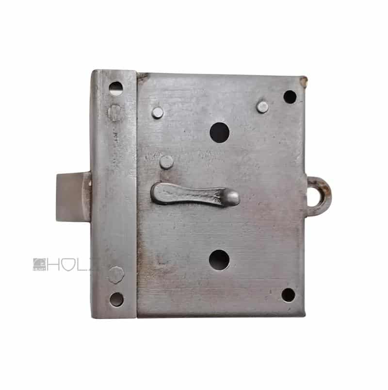 Kastenschloss mit Daumenriegel antik Stahl alt Zugriegel Ziehriegel Sperrriegel