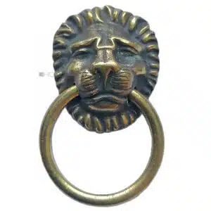 Möbel Schubladengriff Hängegriff Ringgriff Messing antik Löwe 64mm