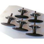 Fensterolive Art Deco alt Eisen oval Kunststoff schwarz 185gr 80/51/43