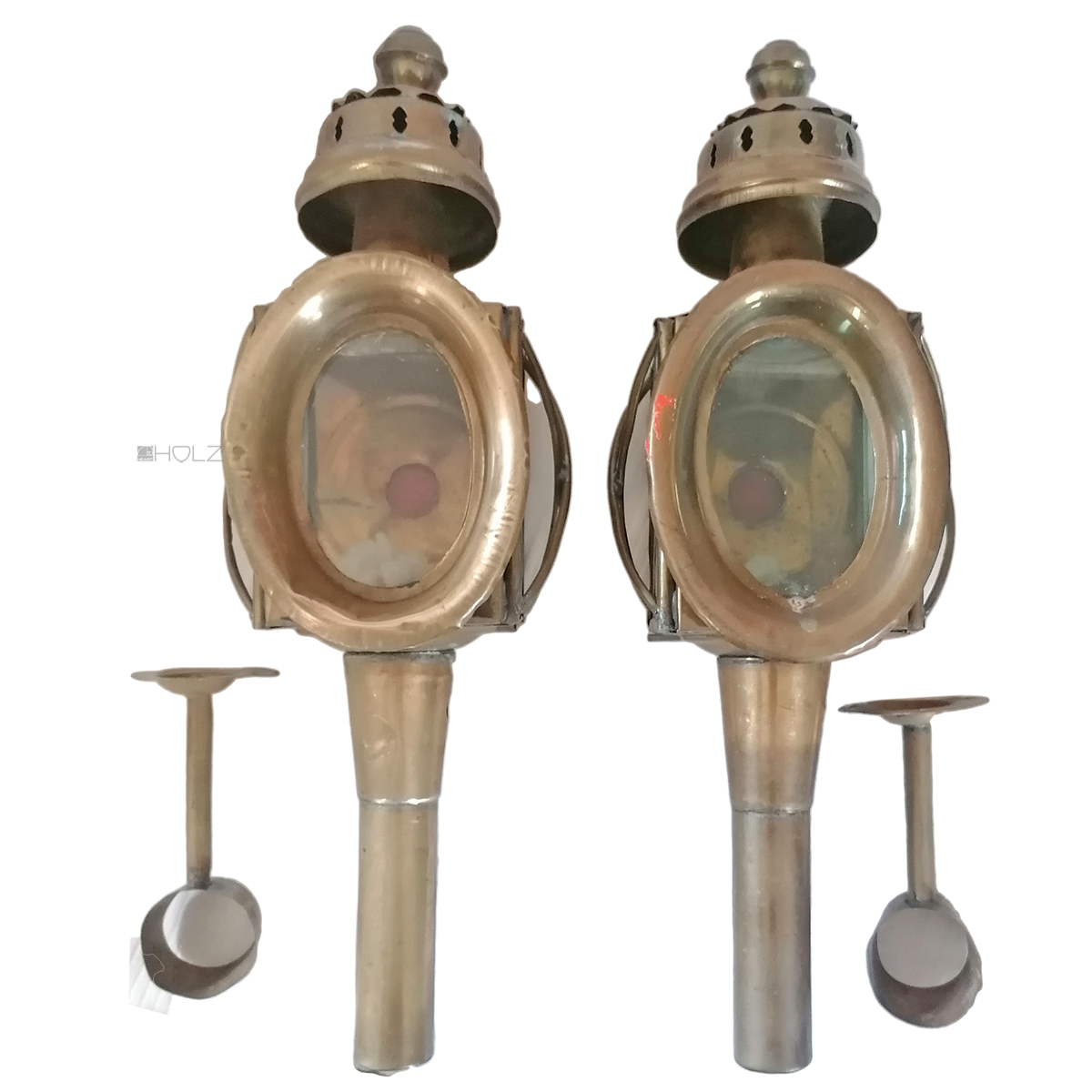 Kutschenlampen antik Messing Glas Lampe Kutsche alt 38cm