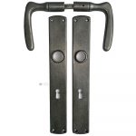 Drückergarnitur 1920er alt Avantgarde Eisen halbrund lang 8er Vk 78