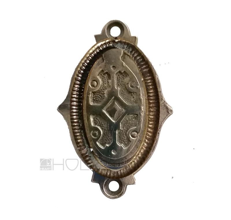 Schlüsselrosette antik Gründerzeit Diamant Messing alt Schlüsselschild oval