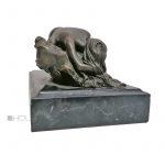 Jugendstil Bronze Akt Marmor Bronzefigur Schlafende massiv nach Milo 22cm
