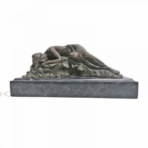 Jugendstil Bronze Akt Marmor Bronzefigur Schlafende massiv nach Milo 22cm