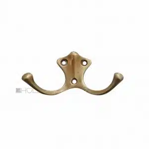 Kleiderhaken Jugendstil Messing Mantelhaken alt Garderobe Doppelhaken 84mm