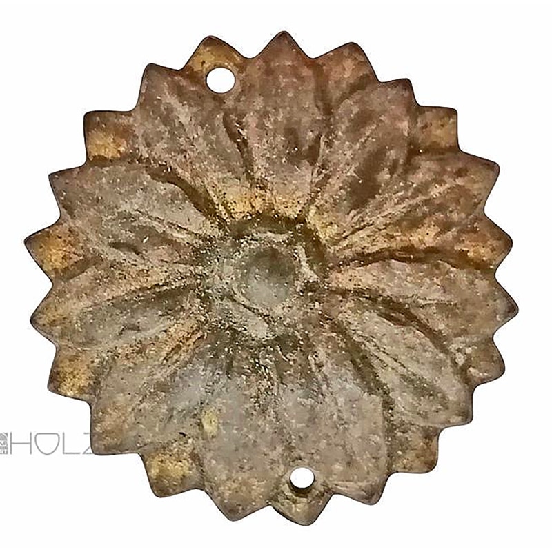 Bronze Rosette antik feuervergoldet Blüte Möbelbeschlag alt 32mm