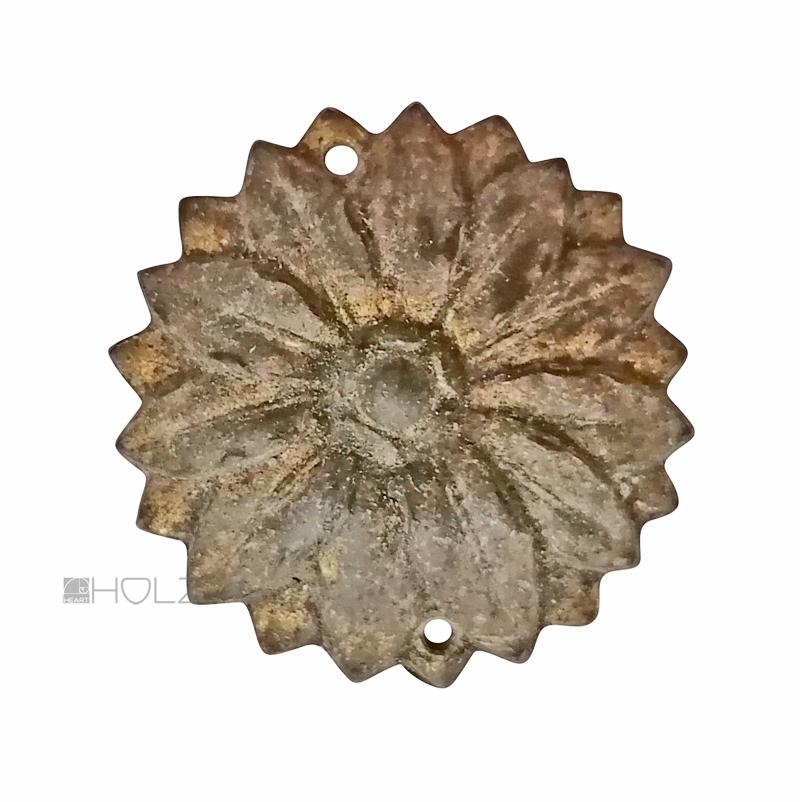Bronze Rosette antik feuervergoldet Blüte Möbelbeschlag alt 3 cm