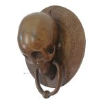 Bronze Totenschädel Ring Türklopfer Aztek 19cm